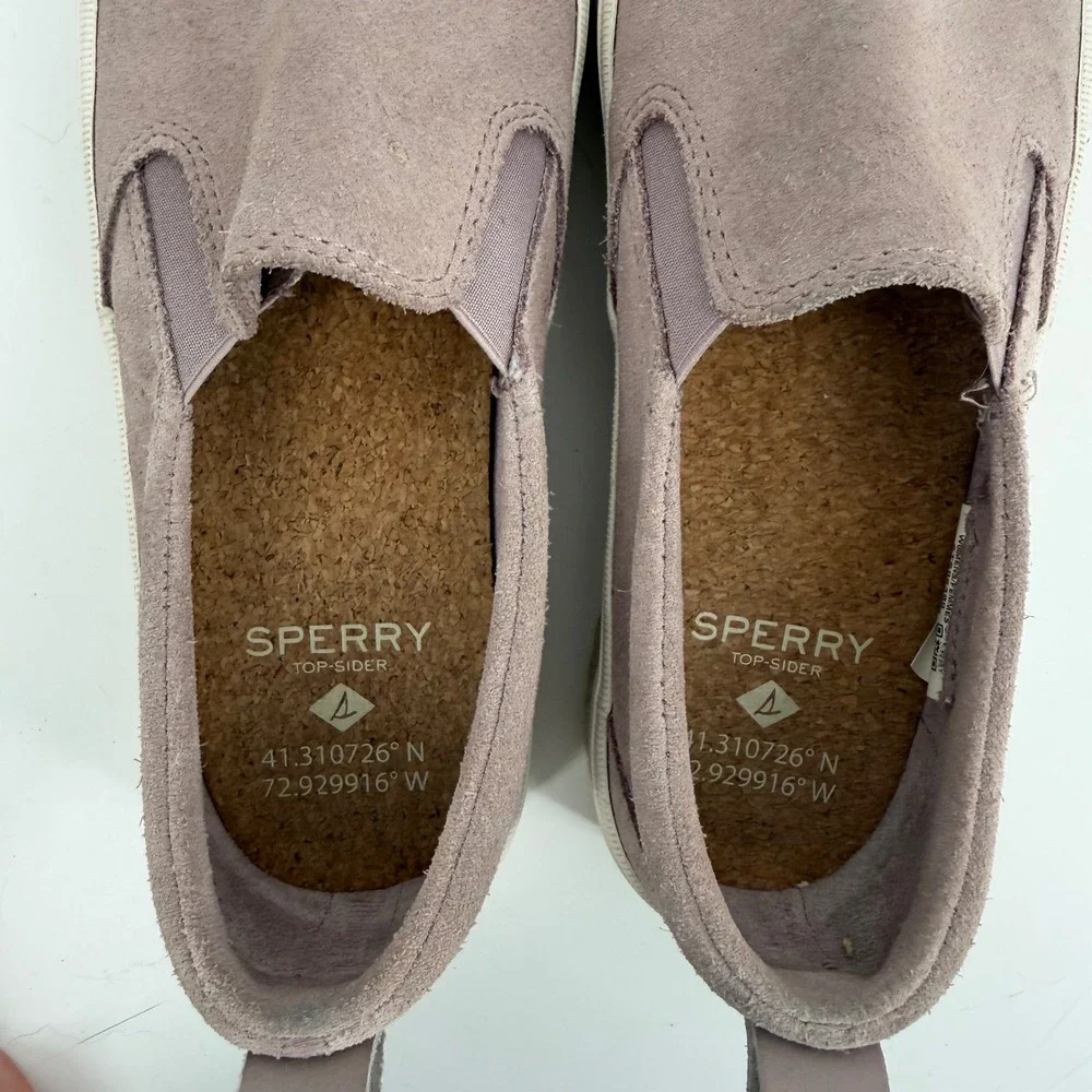 Sperry Crest Vibe Espadrille Women Size 6 Mauve Purple Suede Slip On Sneakers